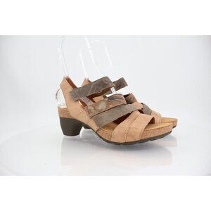 Think! Women's Traudi Sandal Size 42 11 Brown Nude Leather Strappy Block Heel